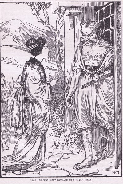 Prinsessan gick fram till Sentinels (litografi) av Harry George Theaker
