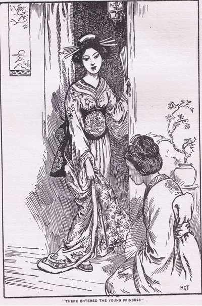 Där kom den unga prinsessan in (från Skålbärande prinsessan) (litografi) av Harry George Theaker