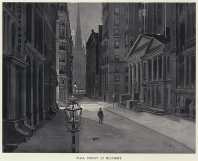 Wall Street vid midnatt (litho) av Harry Grant Dart