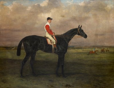 Chippendale-En kapplöpningshäst med jockey på Newmarket Racecourse, ca 1874 (olja på duk) av Harry Hall