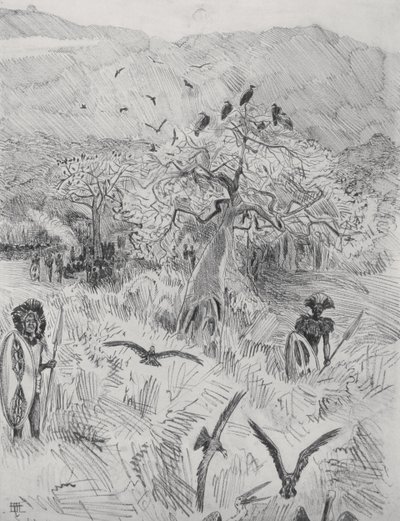 Masai Camp, ca 1884 (penna på papper) av Harry Hamilton Johnston