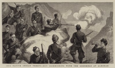 Våra indiska trupper, ut och skärmytslingar med gurkherna vid Almorah av Harry Hamilton Johnston