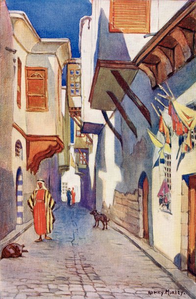 En gata i Damaskus, Syrien, ca 1910, från A Book of Modern Palestine av Richard Penlake pub. ca 1910 av Harry Morley