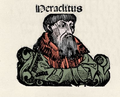 Porträtt av den grekiske filosofen Heraklit från Efesos (576-480 f.Kr.) (Heraklitus från Efesos). Xylografi av "" Chronicles of Nuremberg"" av Hartmann Schedel av Hartmann Schedel