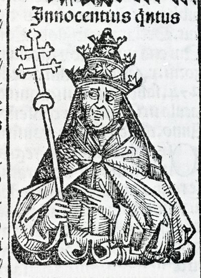 Porträtt av påven Innocentius IV (1195 - 1254) i Liber Chronicarum av Hartmann Schedel Nürnberg av Hartmann Schedel