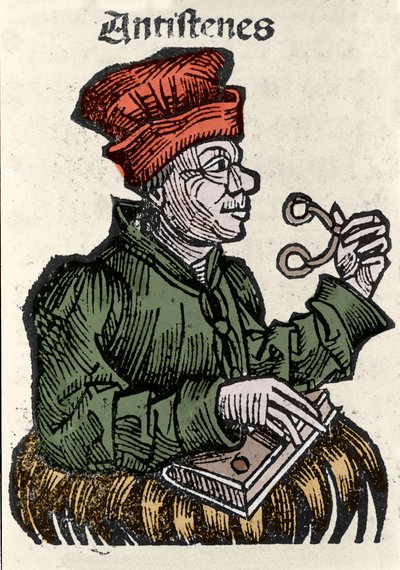 Den grekiske filosofen Antisthene (444-365 f.Kr.). Xylografi av "" Chronicles of Nuremberg"" av Hartmann Schedel av Hartmann Schedel