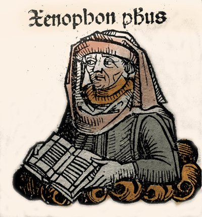 Xenofon av Aten, grekisk filosof och historiker (ca 430-ca 355 f.Kr.). xylografi av Hartmann Schedel "" Chronicles of Nuremberg"" 1493. av Hartmann Schedel