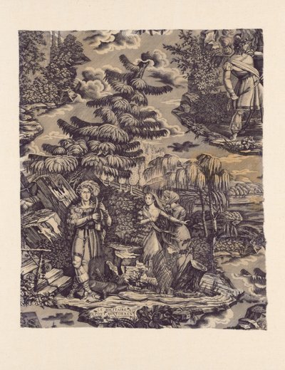 Le Solitaire au Pont du Torrent (Eremiten vid bron över torrenten) (Möbeltyg) av Hartmann et Fils
