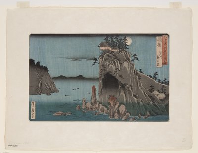 Bingoprovinsen: Abuto, Kannon Temple (Bingo, Abuto, Kannon?) (färger med träblock) av Hasegawa I Sadanobu