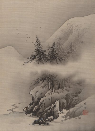 Snölandskap, ca. 1885-89. av Hashimoto Gaho