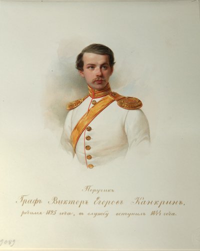 Porträtt av greve Viktor Yegorovich Kankrin från albumet med de kejserliga hästvakterna, 1846-1849 av Hau