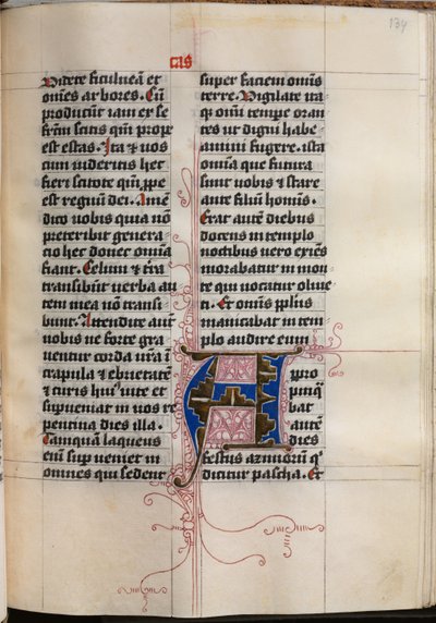 Evangelisk bok med evangelistporträtt: Dekorerad initial av Hausbuch Master