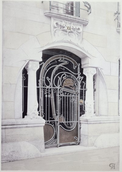 Ingången till "Castel-Beranger" illustration från en bok av Hector Guimard (1867-1942) av Hector Guimard