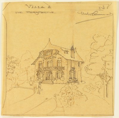 Perspektivvy av en villa av Hector Guimard