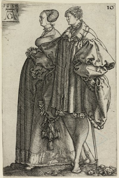 Dansande par, tallrik tio från The Large Wedding-Dancers av Heinrich Aldegrever