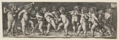 Femton nakna barn som dansar, 1535. av Heinrich Aldegrever