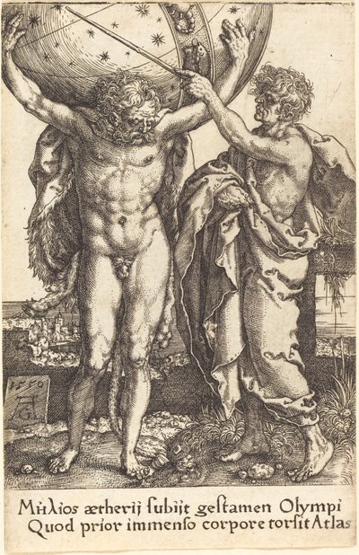 Hercules och Atlas av Heinrich Aldegrever