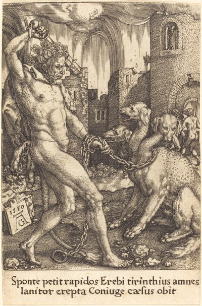 Herkules och Cerberus, 1550. av Heinrich Aldegrever