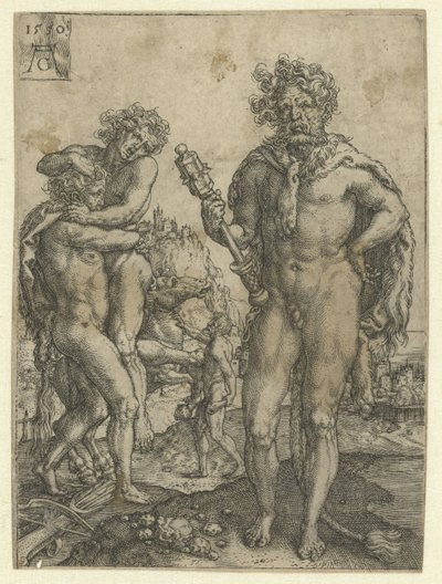Herkules besegrar Antaeus Labours of Hercules (serietitel) av Heinrich Aldegrever