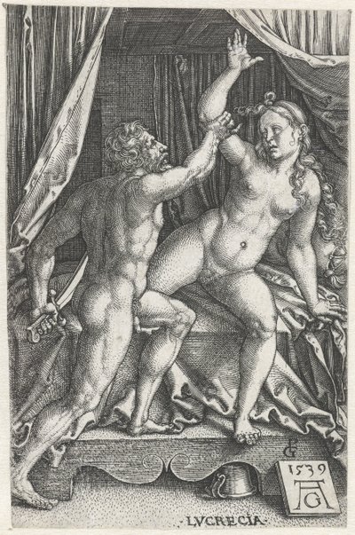 Lucretia och Sextus Tarquinius Lucrecia (titel på objekt) av Heinrich Aldegrever