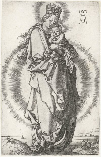 Madonna och barn på halvmånen av Heinrich Aldegrever