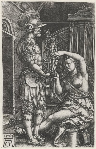 Medea ger en bild till Jason av Heinrich Aldegrever