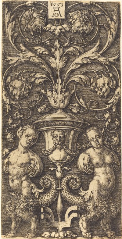 Prydnad med vas och två kvinnofigurer, 1553. av Heinrich Aldegrever