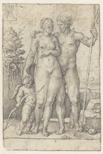 Paris, Oenone och Amor av Heinrich Aldegrever