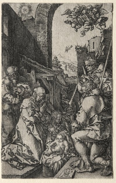 Tillbedjan av herdarna av Heinrich Aldegrever