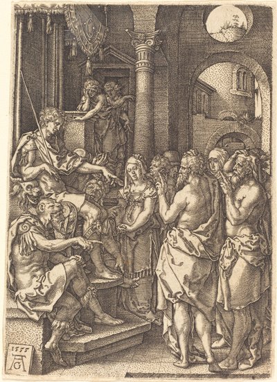 De två äldste inför domaren, 1555. av Heinrich Aldegrever