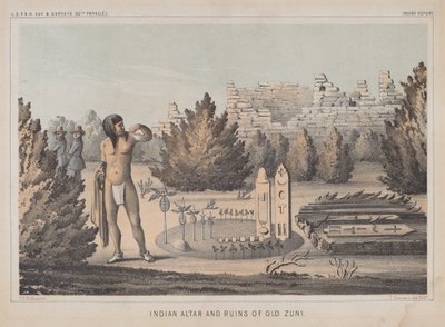 Indiskt altare och ruinerna av gamla Zuni av Heinrich Baldwin Mollhausen