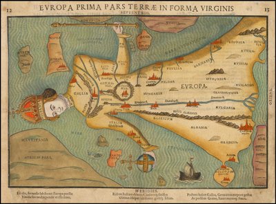 1580-tals antropomorf karta över Europa av Heinrich Bünting av Heinrich Bünting