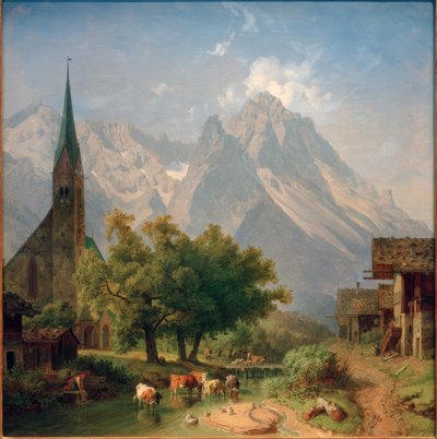 Den gamla församlingskyrkan i Garmisch av Heinrich Burkel