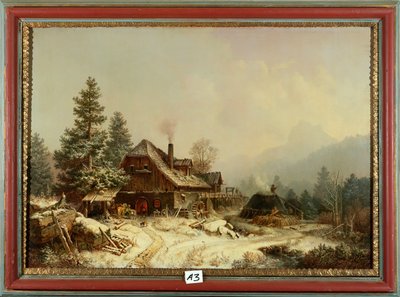Gamla kvarnen på vintern av Heinrich Burkel