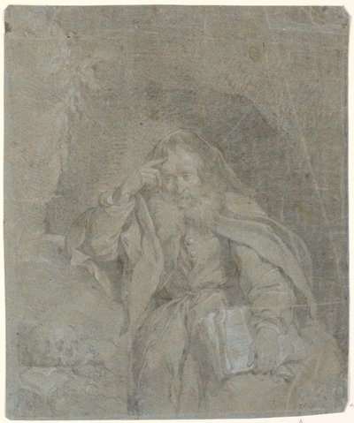 Saint Jerome mediterar i sin grotta av Heinrich Dittmers