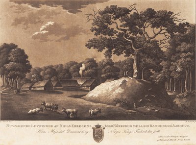 Nuvarande rester av Niels Ebbesens slott Nørreriis. E Storch del. av Heinrich Grosch