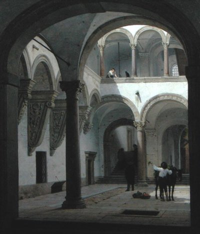 Gården till Palazzo Fava, Bologna av Heinrich Hansen