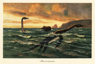 Plesiosaurus dolichhodeirus i havet. av Heinrich Harder