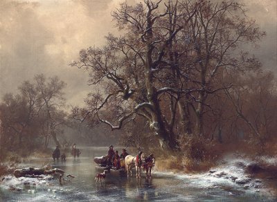 Loggare på en frusen vattenväg, 1873 av Heinrich Hofer