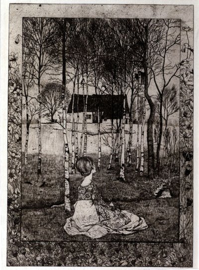 Fjäder (etsning) av Heinrich Vogeler