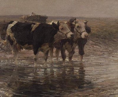 Boskap vattning av Heinrich Johann von Zugel