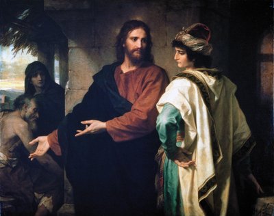Jesus och den rike unge härskaren av Heinrich Karl Hofmann