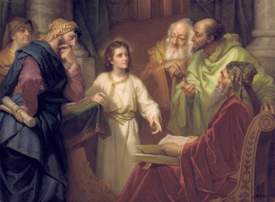 Tavla föreställande Kristus i templet, sent 1800 - tidigt 1900-tal av Heinrich Karl Hofmann