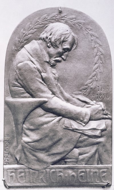 Porträttmedaljong av Heinrich Heine (1797-1856) (brons) (bw foto) av Heinrich Kautsch