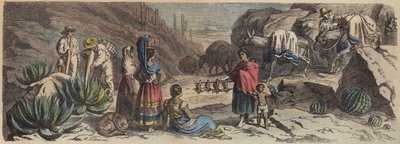En bergsväg i Mexiko (färgad gravyr) av Heinrich Leutemann