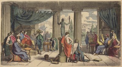 Ett kungligt hov i antikens Grekland (färgad gravyr) av Heinrich Leutemann