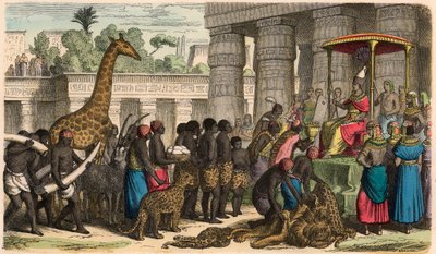 Forntida Egypten: Etiopier för sina hyllningar inför farao av Heinrich Leutemann
