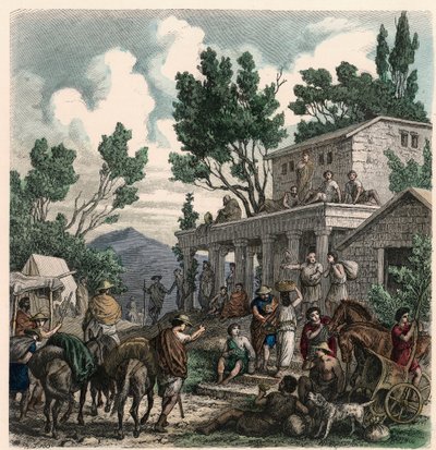 Antikens Grekland: Vägen till Olympia vid olympiska spelen, 1866 av Heinrich Leutemann
