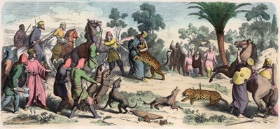 Ancient Orient: En persisk kung och hans följe jagar av Heinrich Leutemann