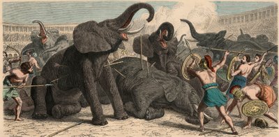 Antikens Rom: Elefanter dödas i amfiteatern, 1866 av Heinrich Leutemann